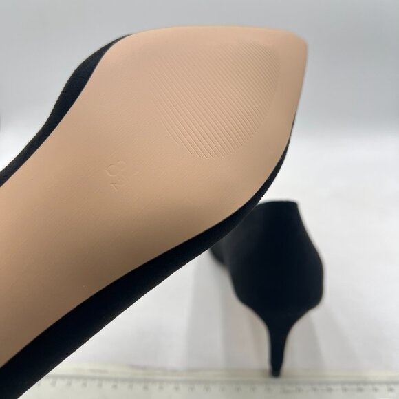 YDN Black Kitten Heeled Pumps Pointed Toe Dress Shoes for Office Lady Soft Suede - Picture 6 of 8